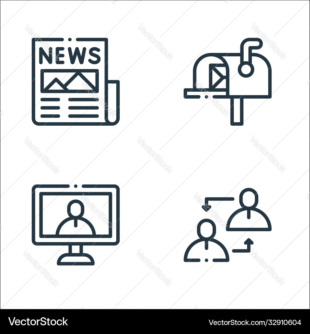 Communication line icons linear set quality Communication line icons linear set quality vector image