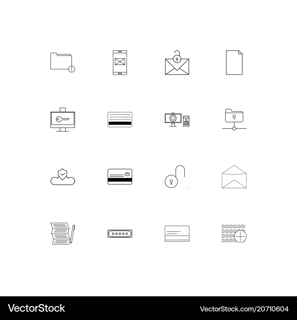 Cyber security simple linear icons set outlined Vector Image