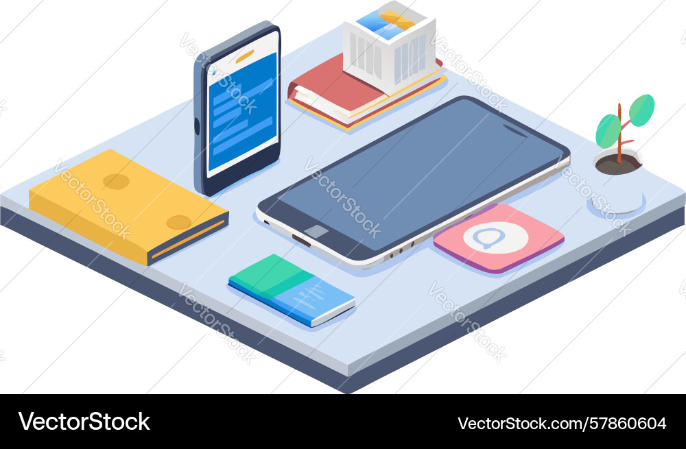 Digital workspace setup devices productivity Vector Image