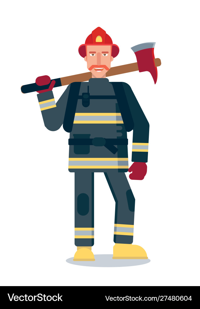 Firefighter with Axe Vector Image