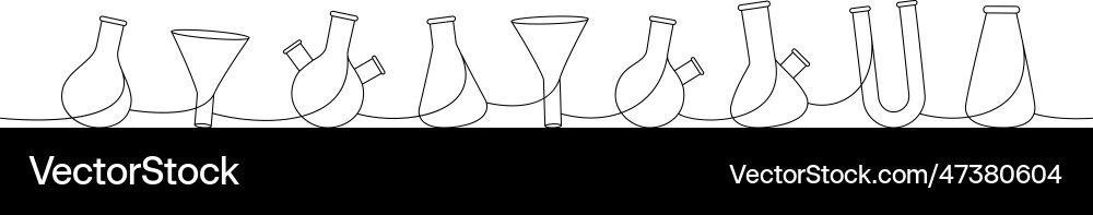 Laboratory glassware one line continuous drawing Vector Image