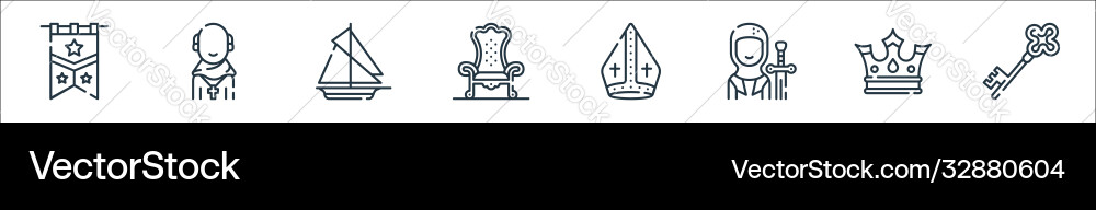 Medieval times line icons linear set quality Medieval times line icons linear set quality vector image
