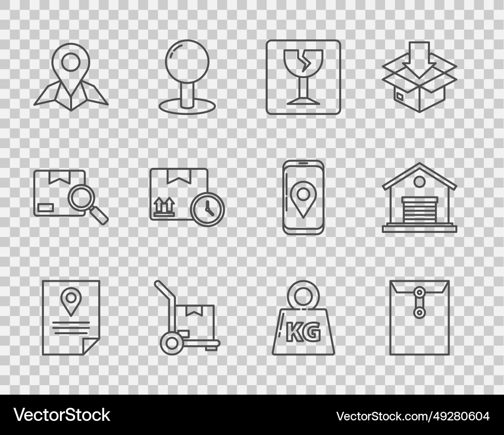 Set line document tracking marker system envelope Set line document tracking marker system envelope vector image