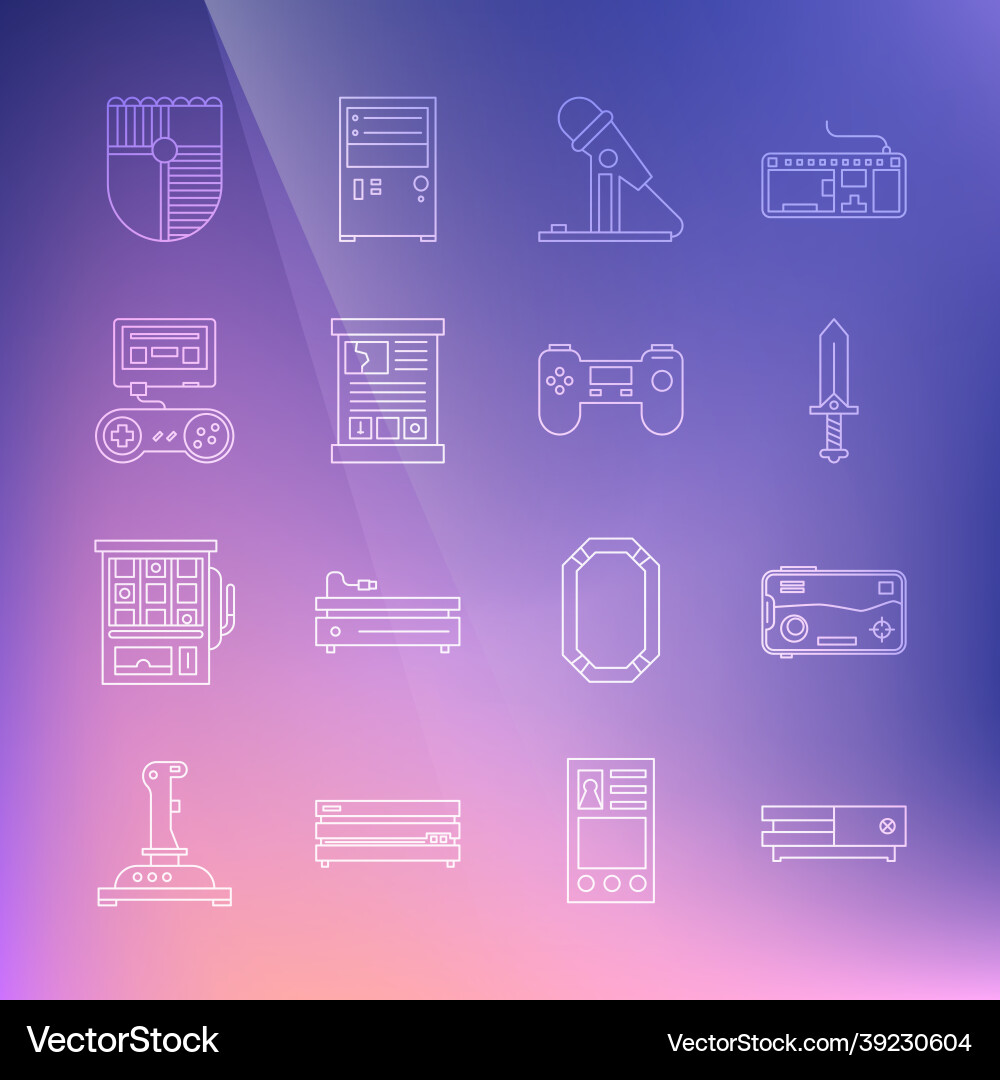 Set line video game console mobile and playing Set line video game console mobile and playing vector image