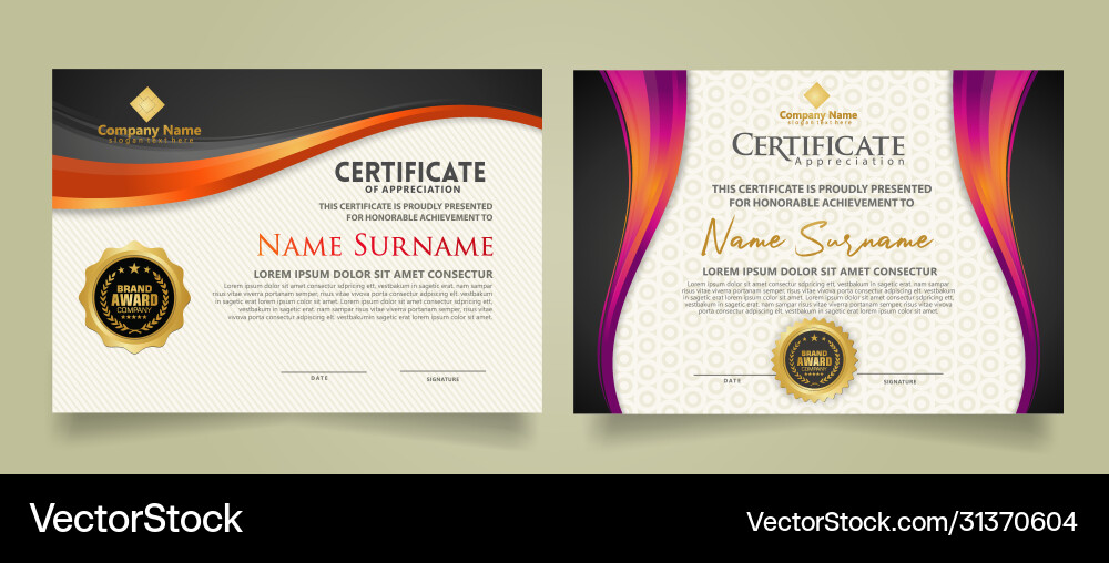 Set modern certificate template with flow lines Set modern certificate template with flow lines vector image