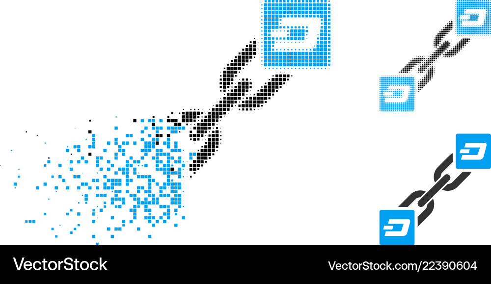 Shredded pixel halftone dash blockchain icon Shredded pixel halftone dash blockchain icon vector image