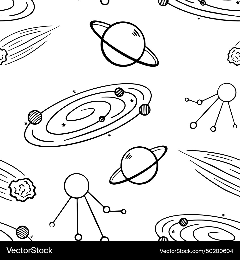 Space galaxy objects seamless pattern vector image