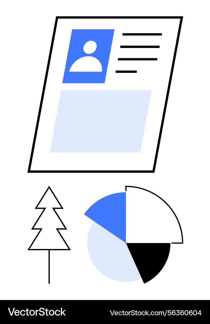 User profile document with pie chart and tree Vector Image