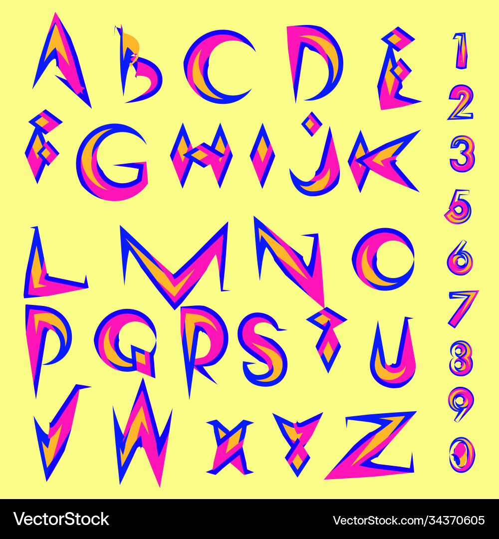 Abstract colorful font and alphabet Vector Image