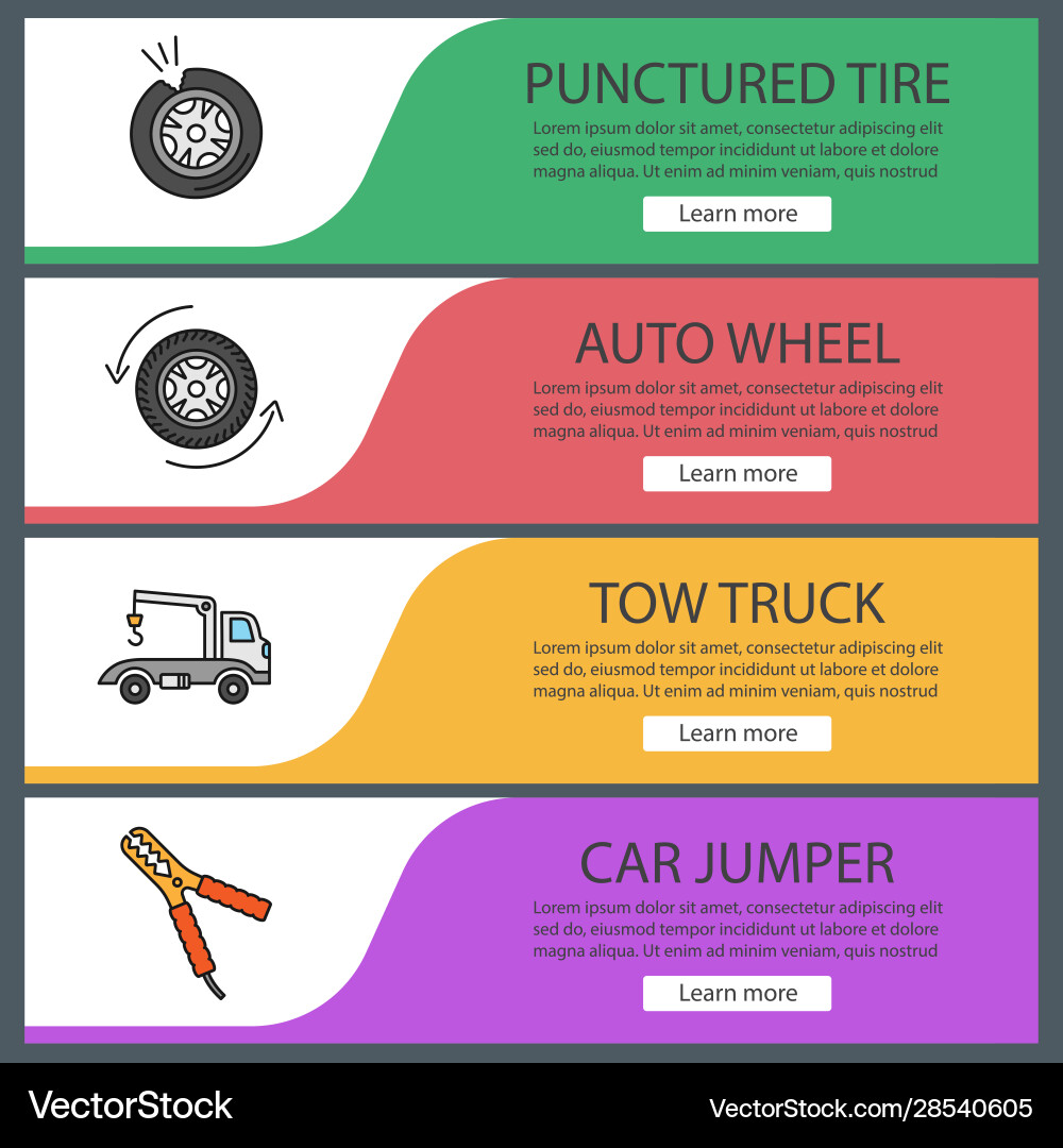 Auto workshop web banner templates set Auto workshop web banner templates set vector image