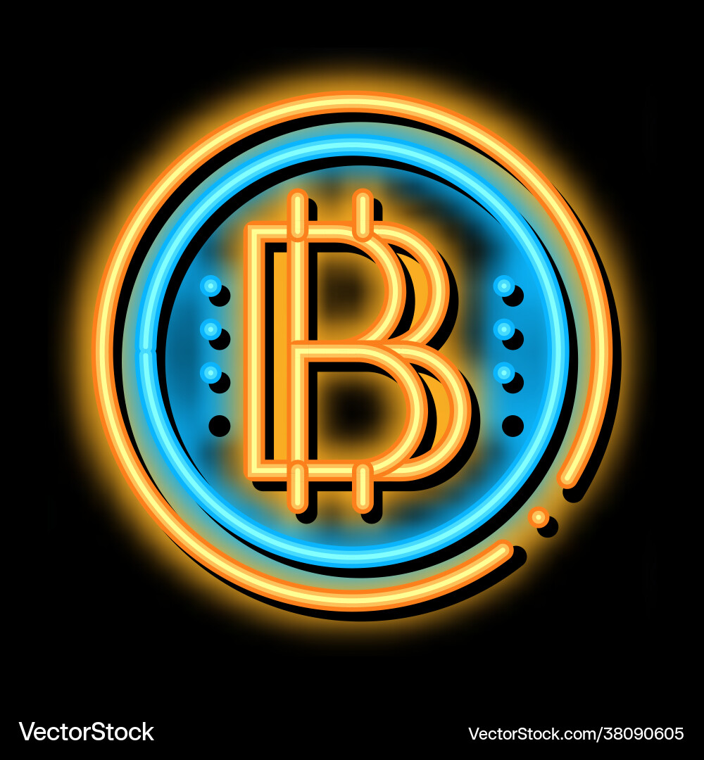 Bitcoin coin neon glow icon – Royalty-Free Vector | VectorStock