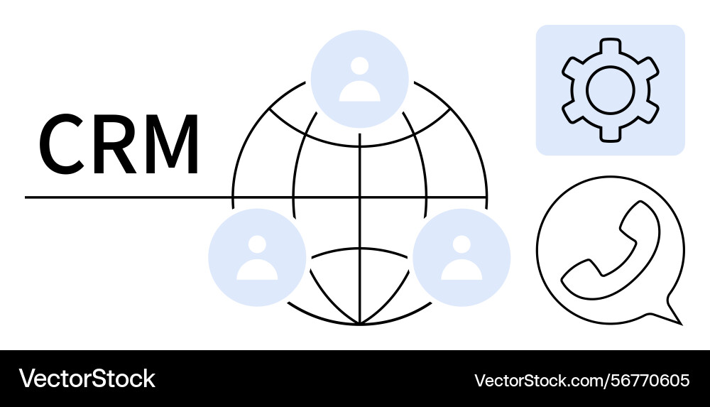 Crm network with user connections communication Crm network with user connections communication Vector Image