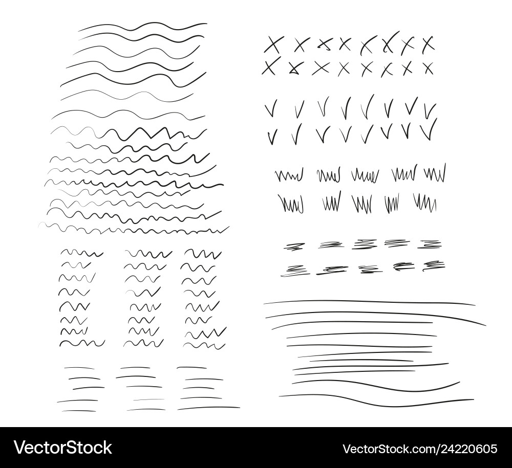 Different random drawn lines wavy doodles Vector Image