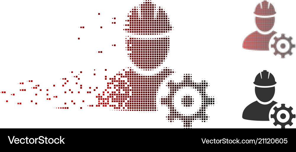 Disintegrating pixel halftone service man icon Disintegrating pixel halftone service man icon Vector Image