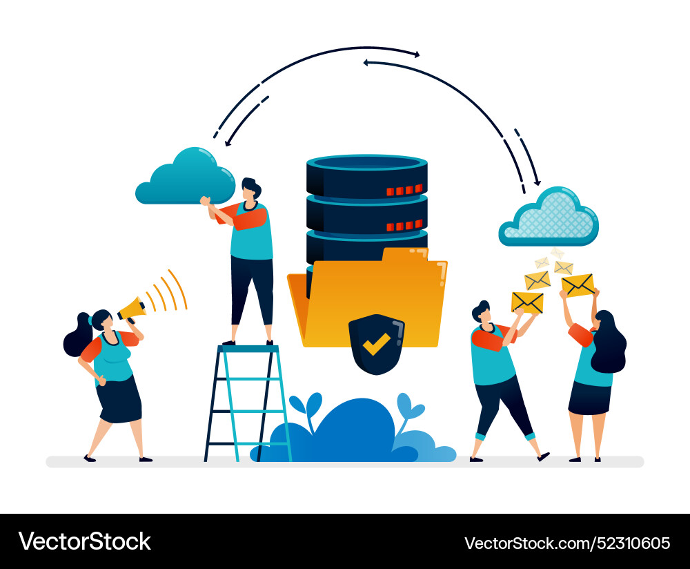 Folder sharing system database data Folder sharing system database data vector image