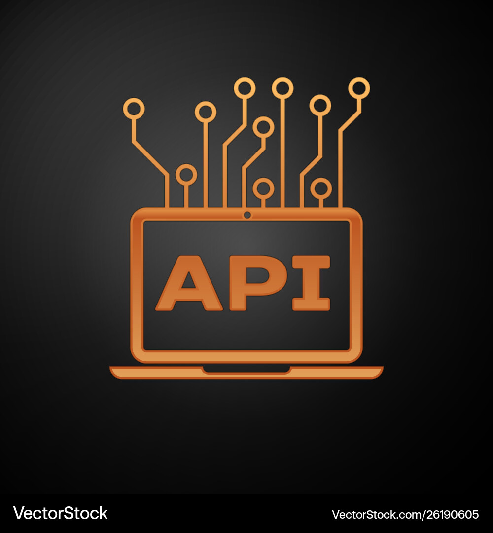 Gold computer api interface icon isolated Gold computer api interface icon isolated vector image