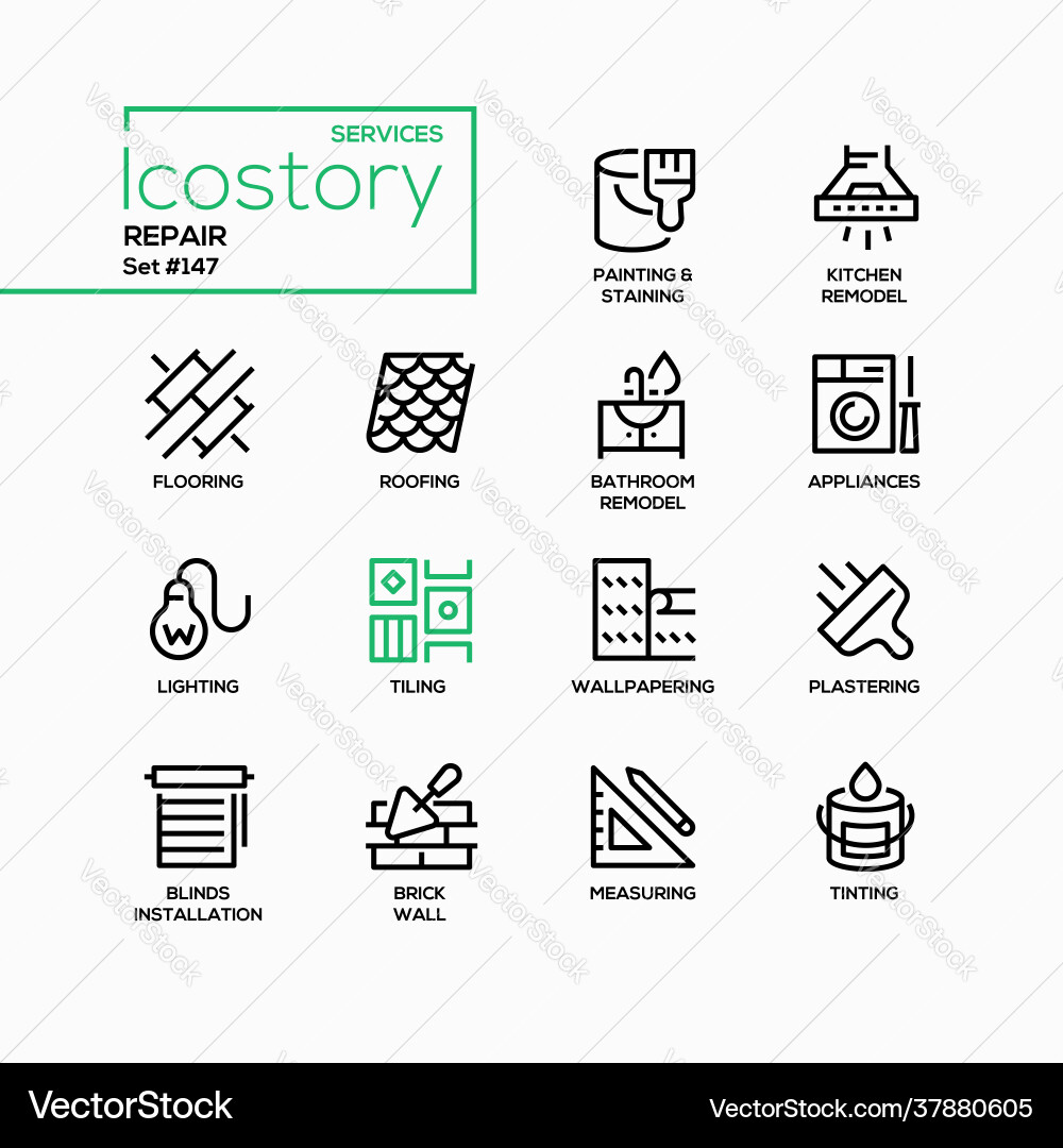 Home Repair & Maintenance Icons Vector Image