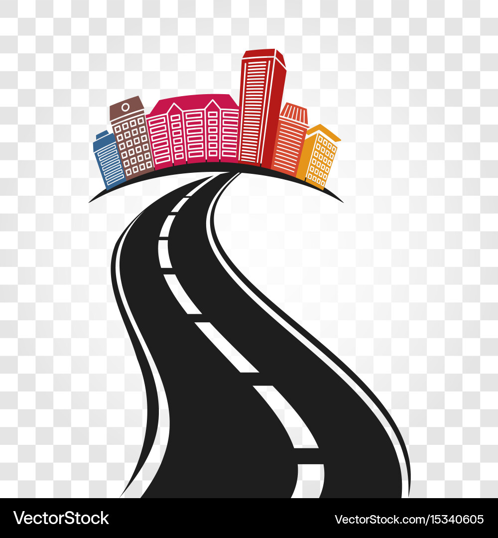 Isolated abstract empty highway with dividing vector image