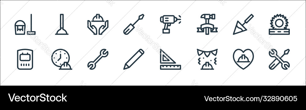 Labour day line icons linear set quality Labour day line icons linear set quality vector image