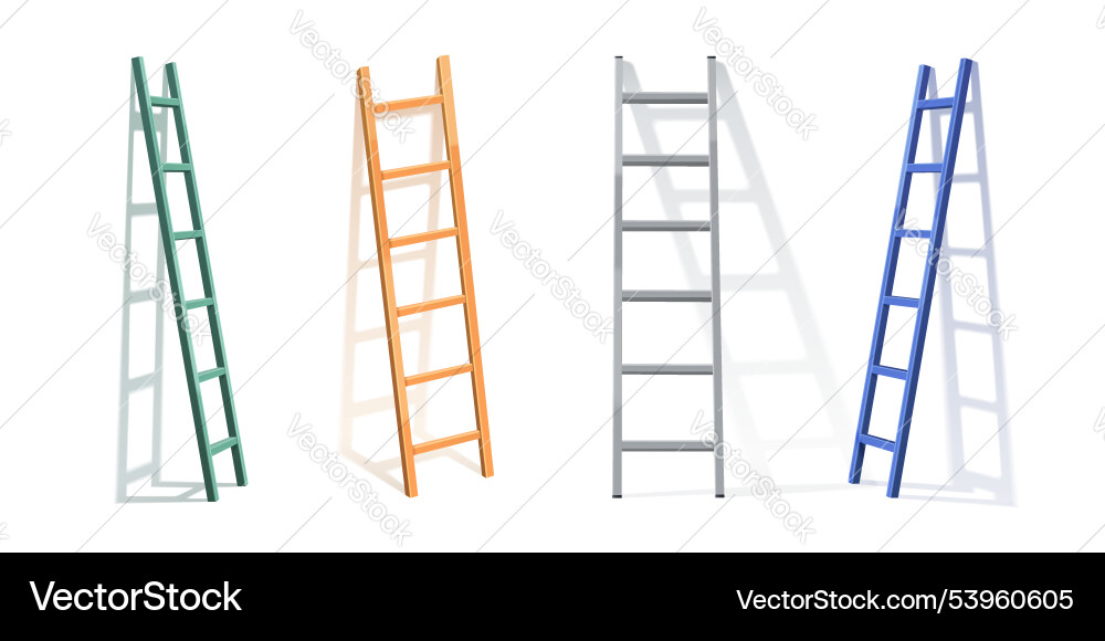 Ladder mockups set isolated on white background Ladder mockups set isolated on white background vector image