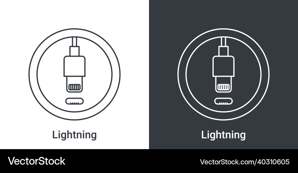 Lightning port icon socket sign of phone Lightning port icon socket sign of phone Vector Image