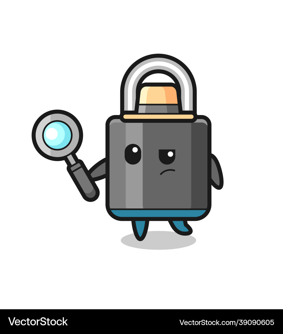 Padlock detective character is analyzing a case Padlock detective character is analyzing a case vector image