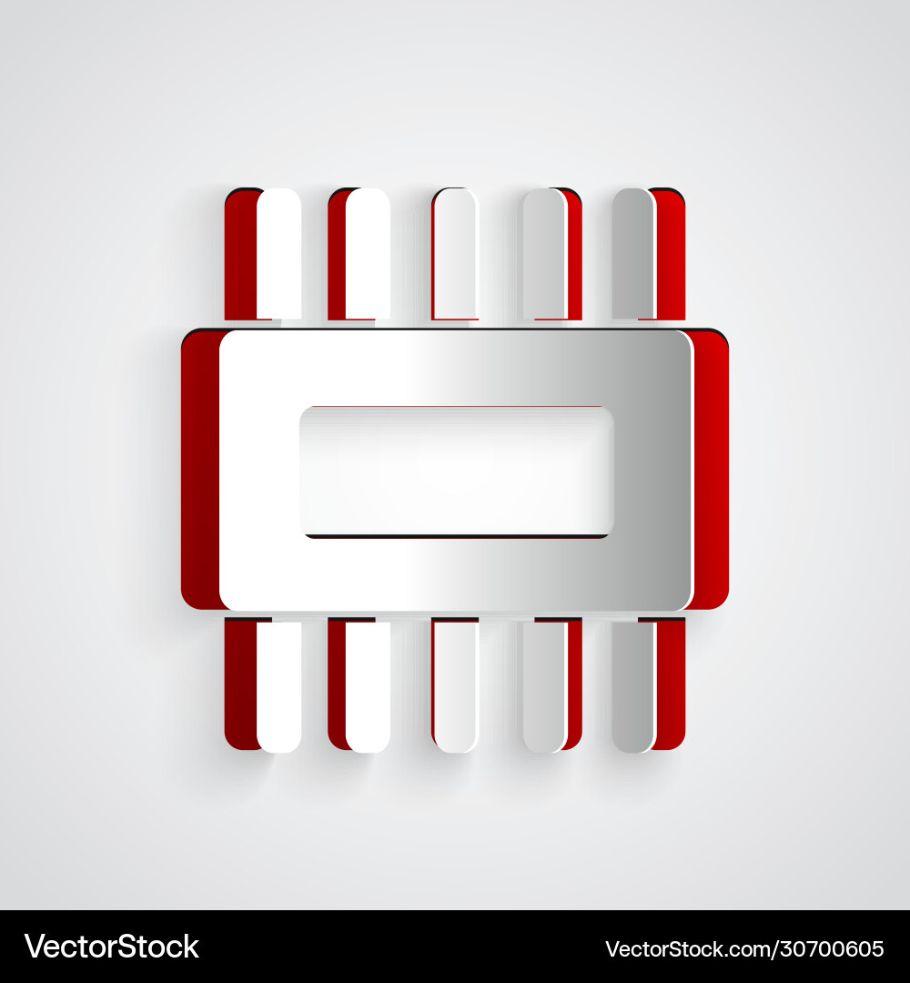 Paper cut computer processor with microcircuits Paper cut computer processor with microcircuits vector image