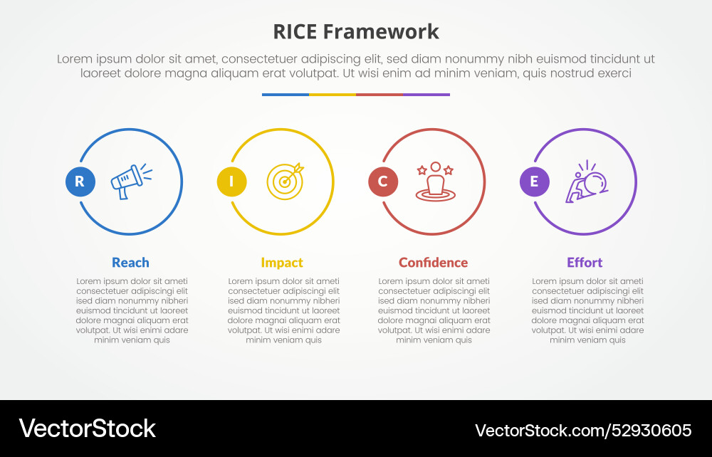 Rice scoring model framework infographic concept Rice scoring model framework infographic concept vector image