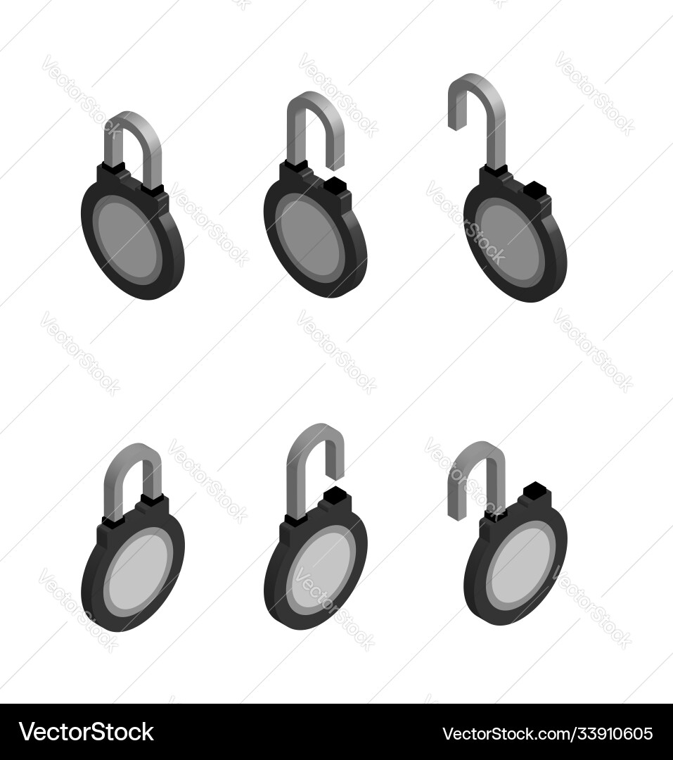 Round locks in open and closed position Round locks in open and closed position vector image