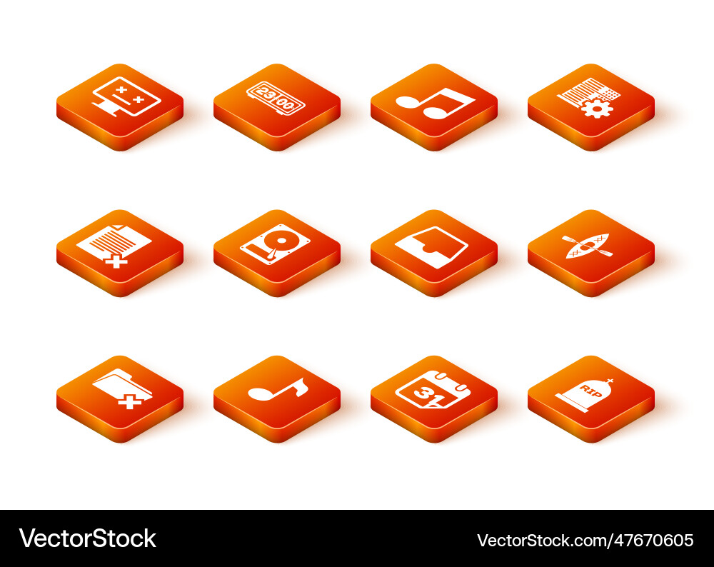 Set delete folder music note tone file document vector image