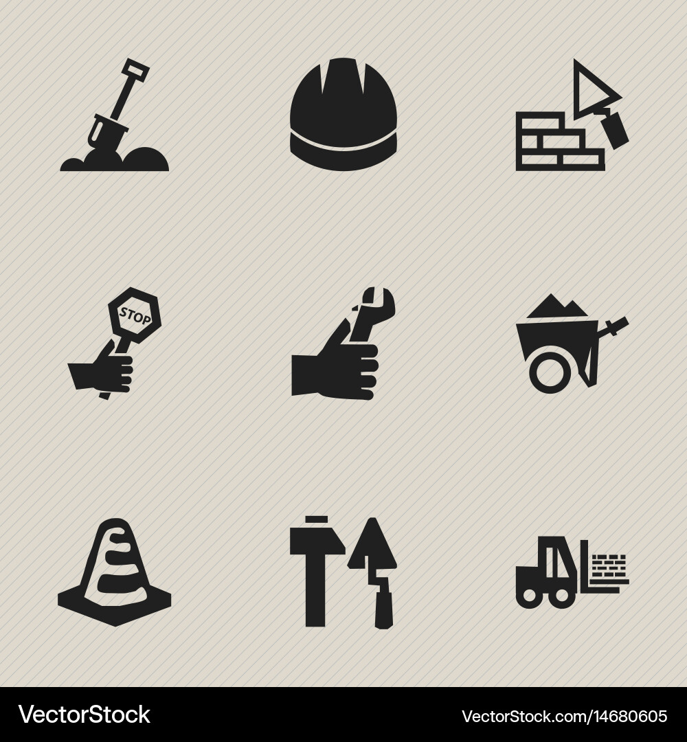 Set of 9 editable building icons includes symbols Vector Image