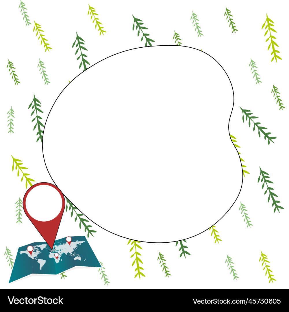 Speech bubble with important message above map Speech bubble with important message above map vector image