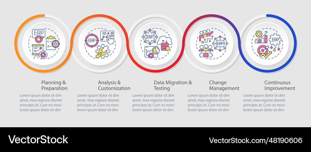 2d colorful erp layout with thin line icons 2d colorful erp layout with thin line icons vector image