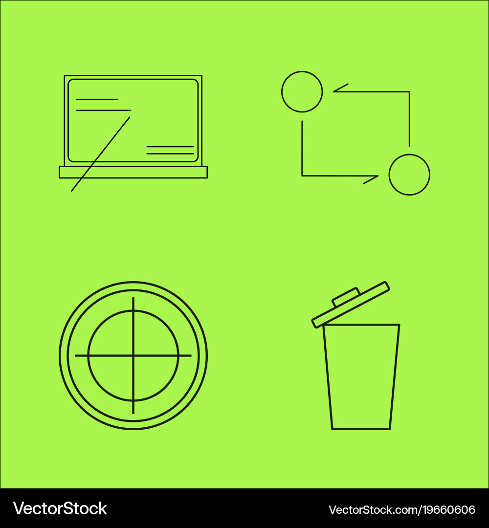 Basic content simple linear outline icon set vector image