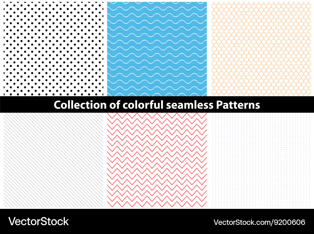 Collection of simple colorful seamless patterns Vector Image