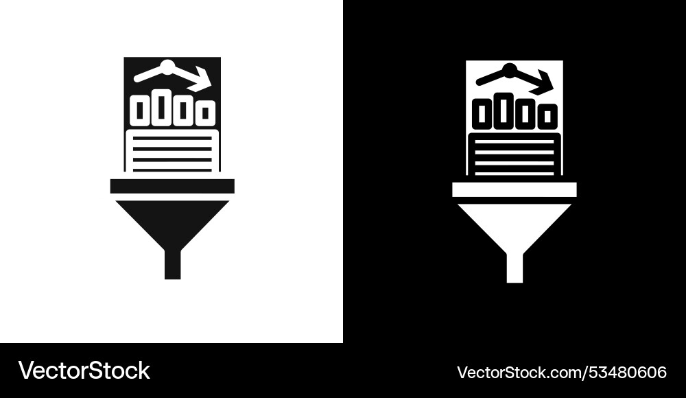 Data filtering icon flat set outline Data filtering icon flat set outline Vector Image