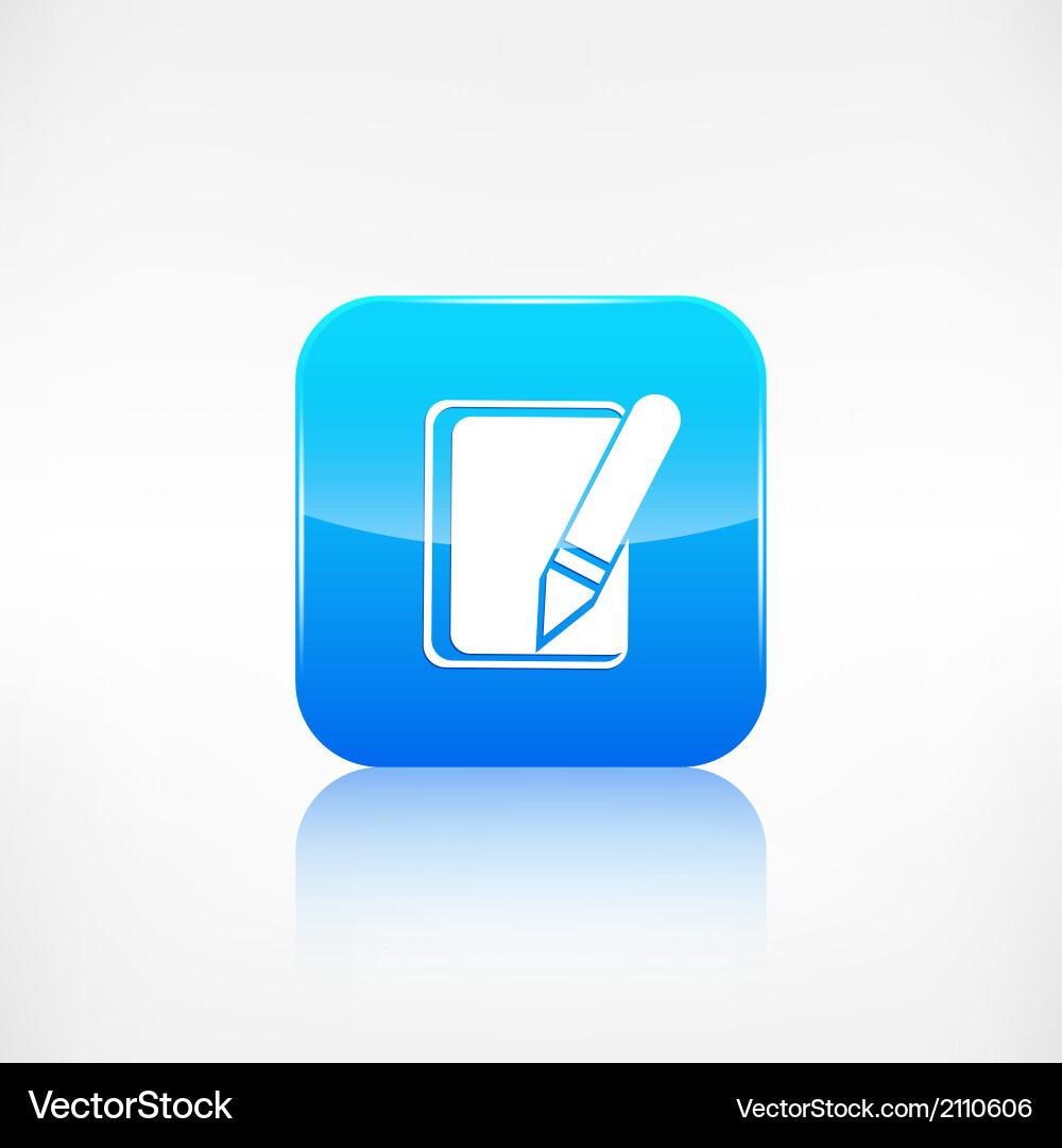 Notepad with pencil icon application button vector image
