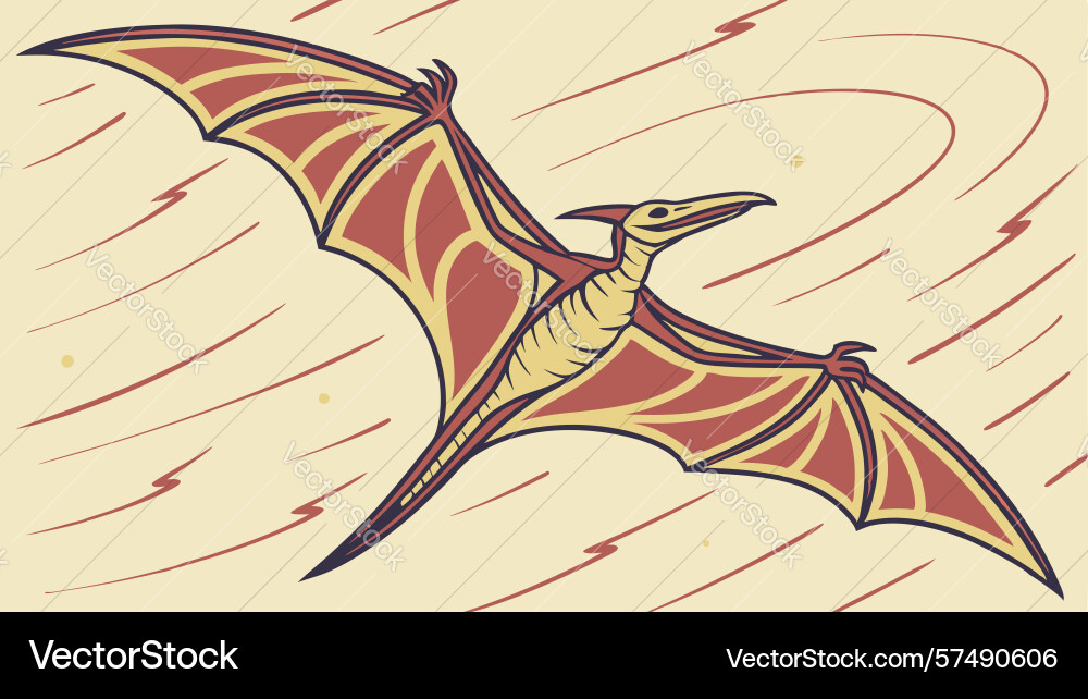 Pterodactyl with swirling patterns dynamic flight Vector Image