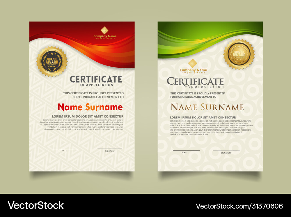 Set modern certificate template with flow lines vector image