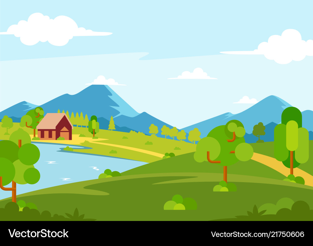 Sunny spring season landscape view Sunny spring season landscape view vector image