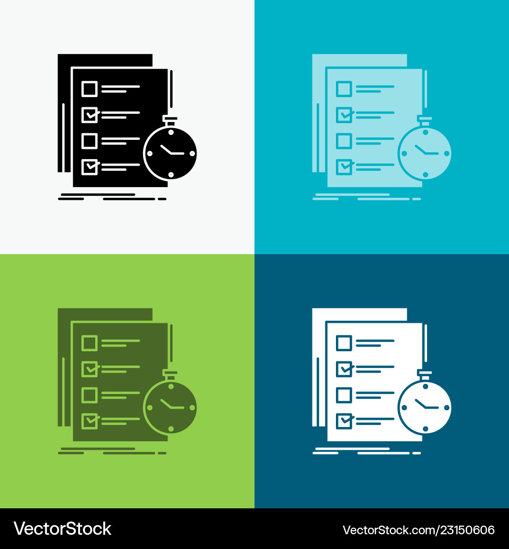 Todo Task-Liste überprüfen Zeit-Symbol über verschiedene Todo Task-Liste überprüfen Zeit-Symbol über verschiedene vektorbild