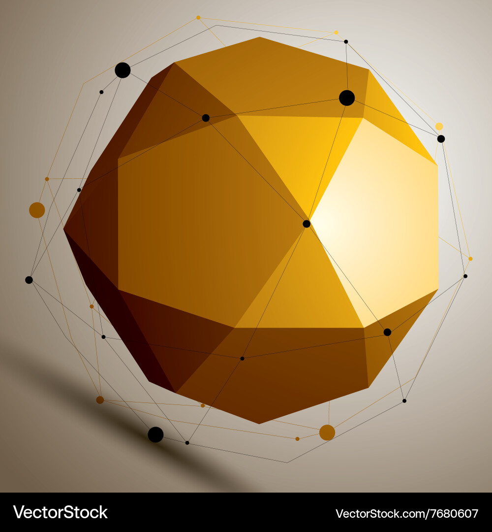 Asymmetric 3d abstract object with connected lines Vector Image