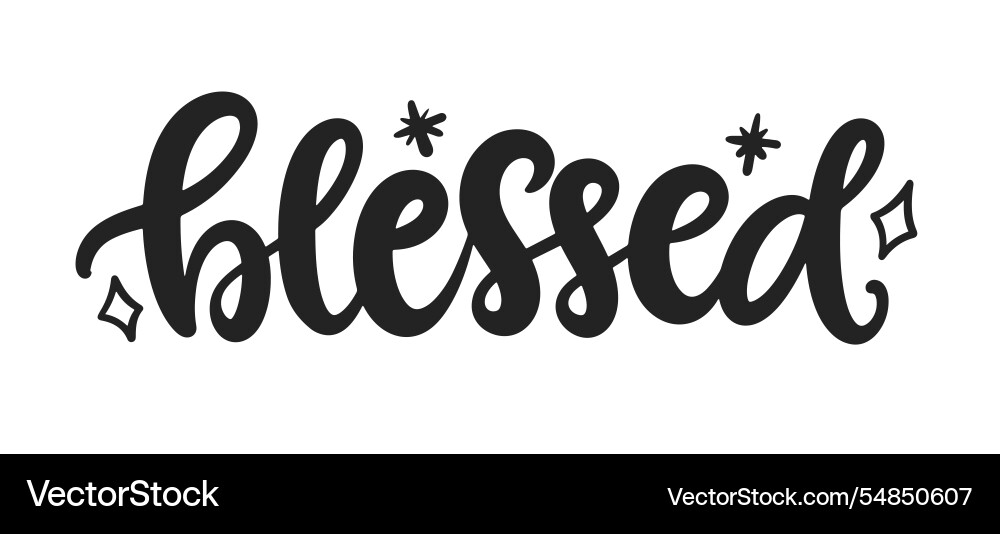 Blessed christian word lettering cute calligraphy Blessed christian word lettering cute calligraphy vector image