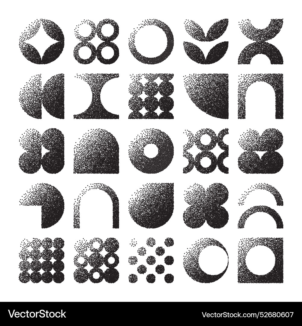 Brutalist geometric shapes dotted objects Brutalist geometric shapes dotted objects vector image