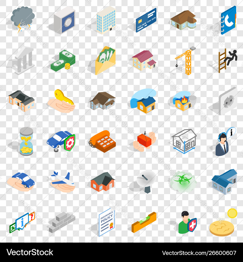 Building icons set isometric style Building icons set isometric style vector image
