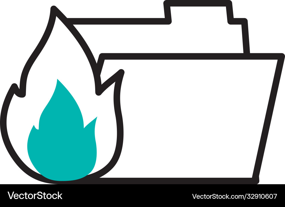 Cyber security concept file folder with fire vector image