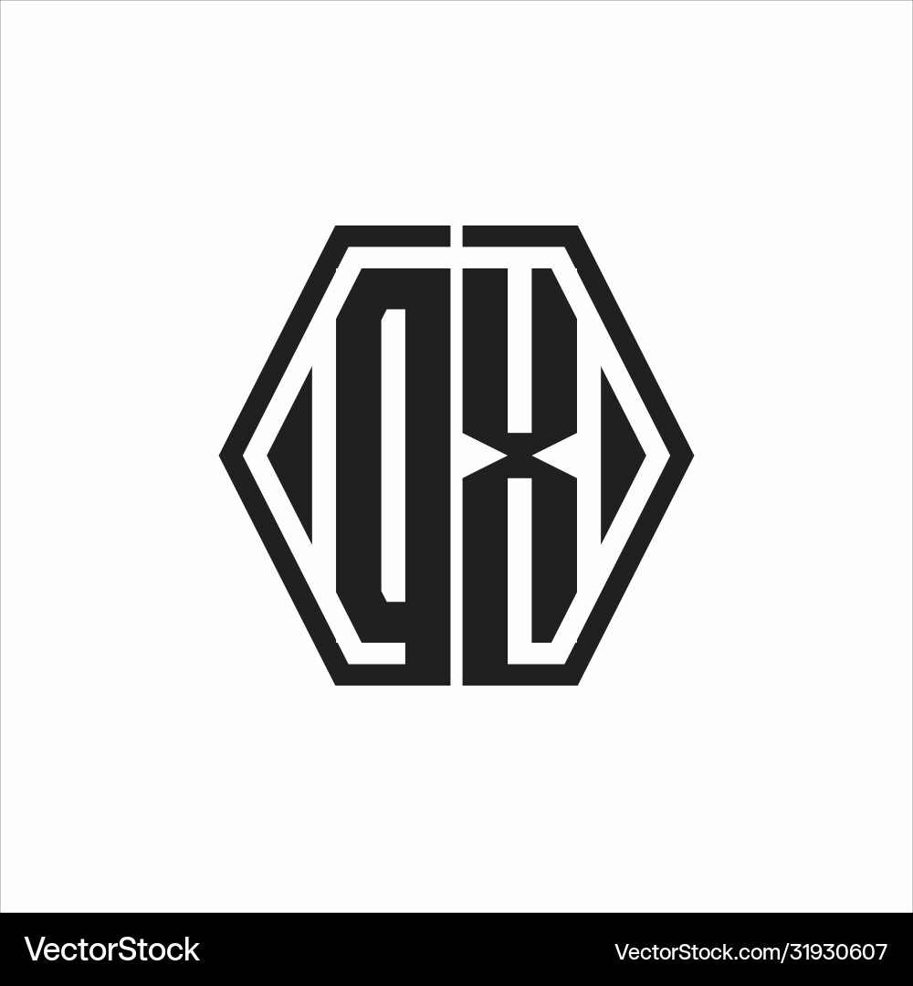 Dx logo monogram with hexagon line rounded design Dx logo monogram with hexagon line rounded design Vector Image