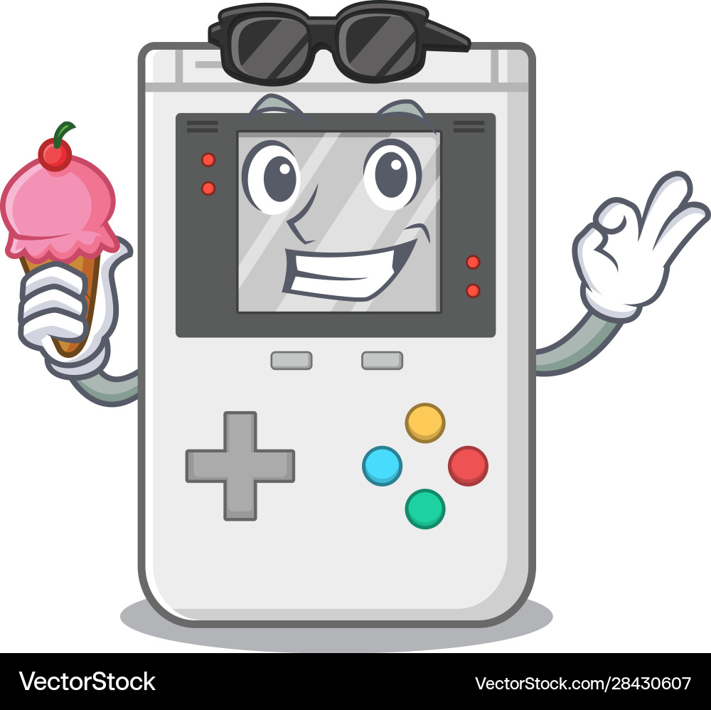 Happy cartoon handheld game scroll with ice Vector Image