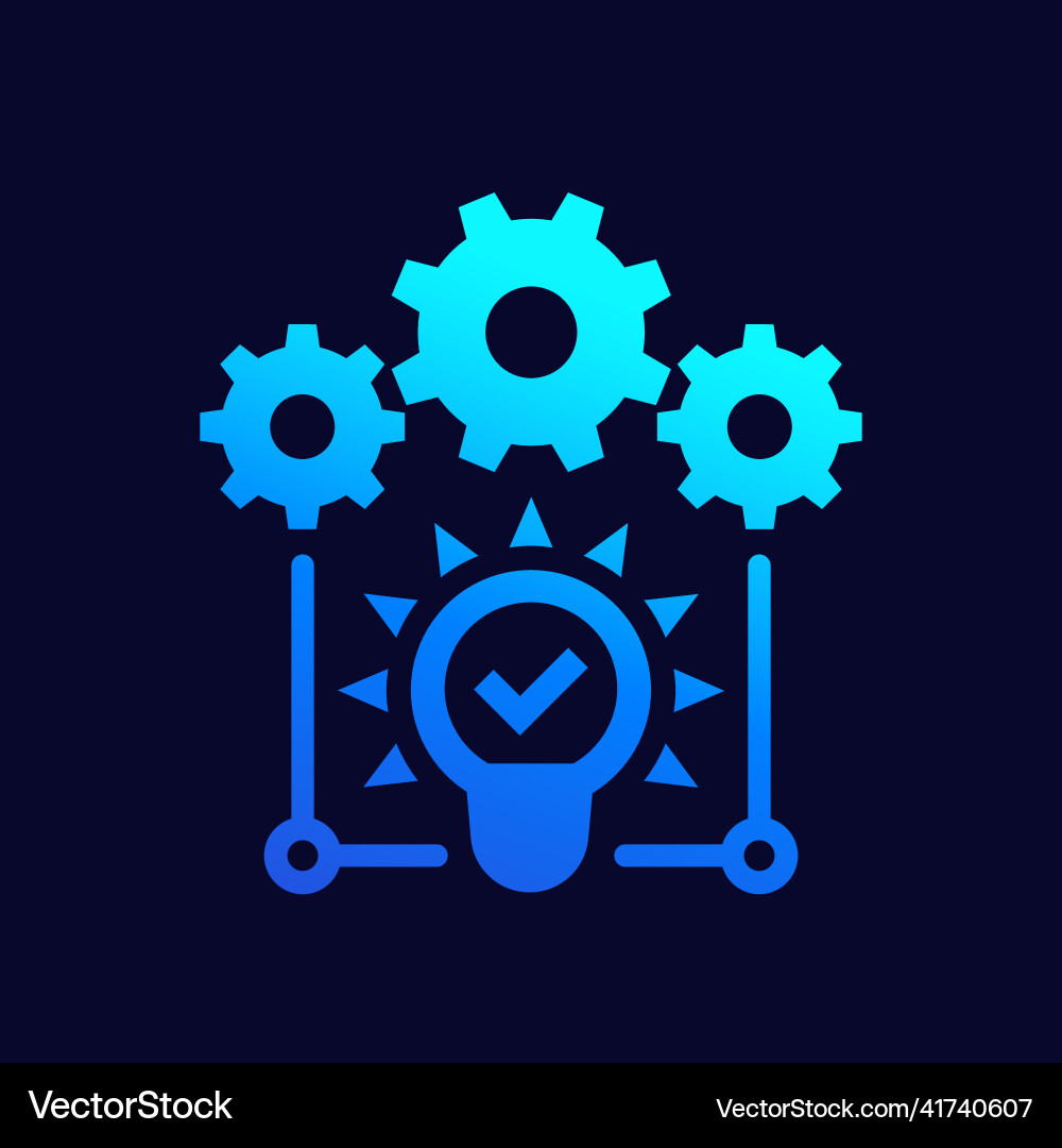 Idea execution icon with gears vector image