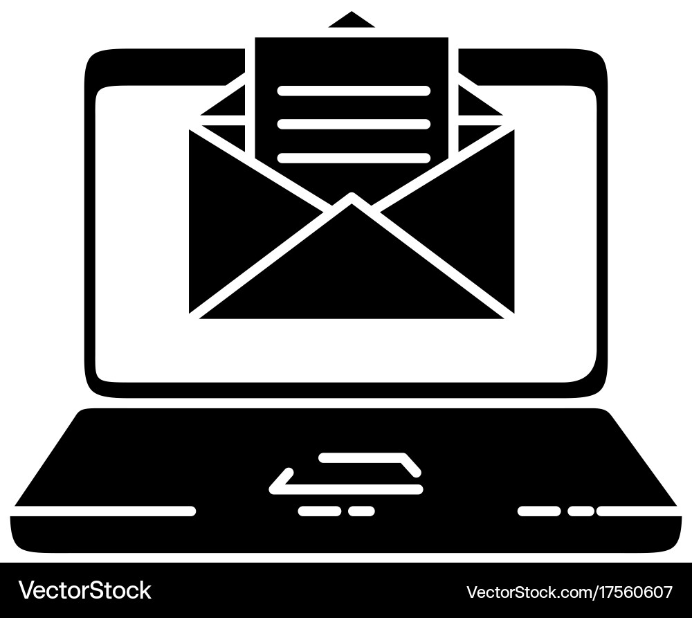 Laptop computer with envelope vector image